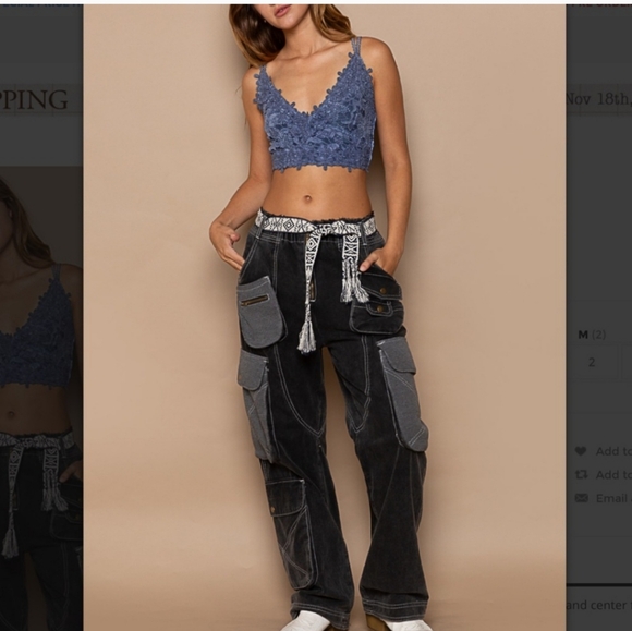 POL Twill and Thermal Knit Cargo Pants - Picture 4 of 11